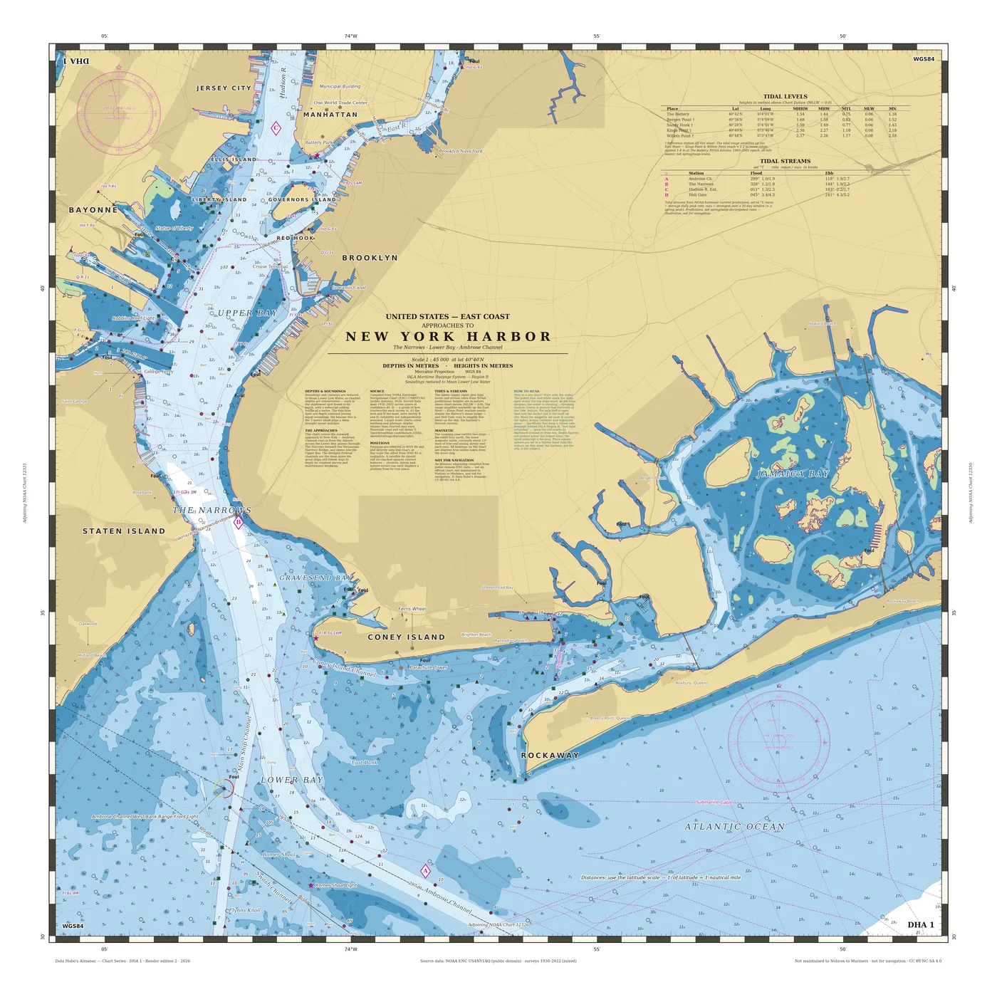 Nautical chart of the approaches to New York Harbor.